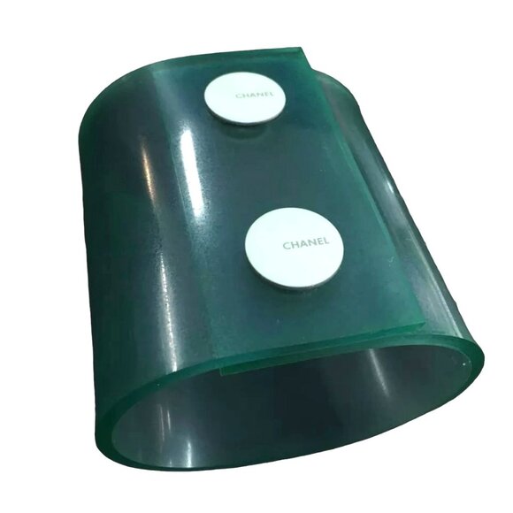 CHANEL Logo Button Vinyl Bangle Bracelet #1106 - Picture 2 of 4